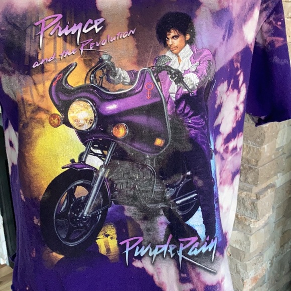 Prince Purple Rain purple cropped bleach graphic T-shirt raw edges short sleeve - Picture 3 of 16